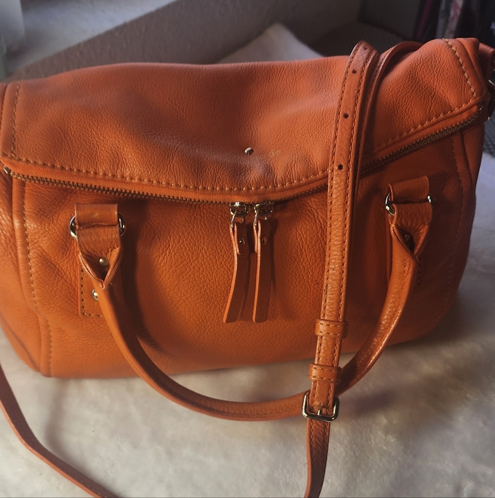 Kate Spade Cobble Hill Small Leslie Convertible Bag GUC Pumpkin Orange - Picture 3 of 16